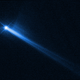 A Hubble Space Telescope image showing the binary asteroid system shortly after the impact on September 26. The test triggered the formation of a comet-like tail composed of Sun-blown dust.